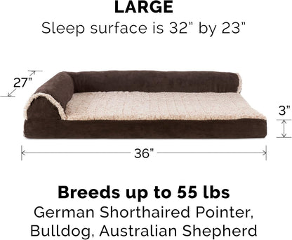 Furhaven Cooling Gel Dog Bed for Large/Medium Dogs w/ Removable Bolsters & Washable Cover, For Dogs