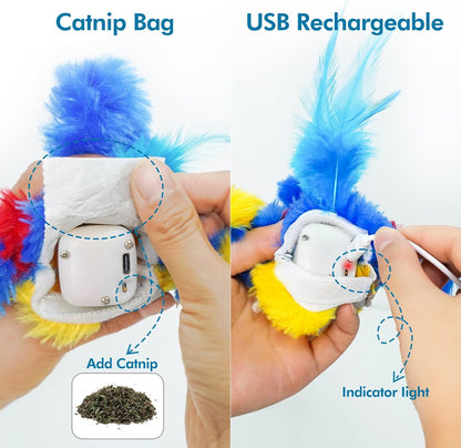 Vannon Cat Toys Flapping Bird(Cannot Fly), Rechargeable Touch Activated Kitten Toy Interactive Cat
