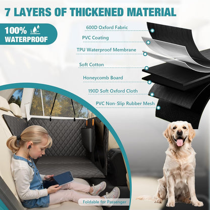 Waterproof Dog Car Seat Cover for Back Seat – Heavy Duty Back Seat Extender for Dogs with Hard