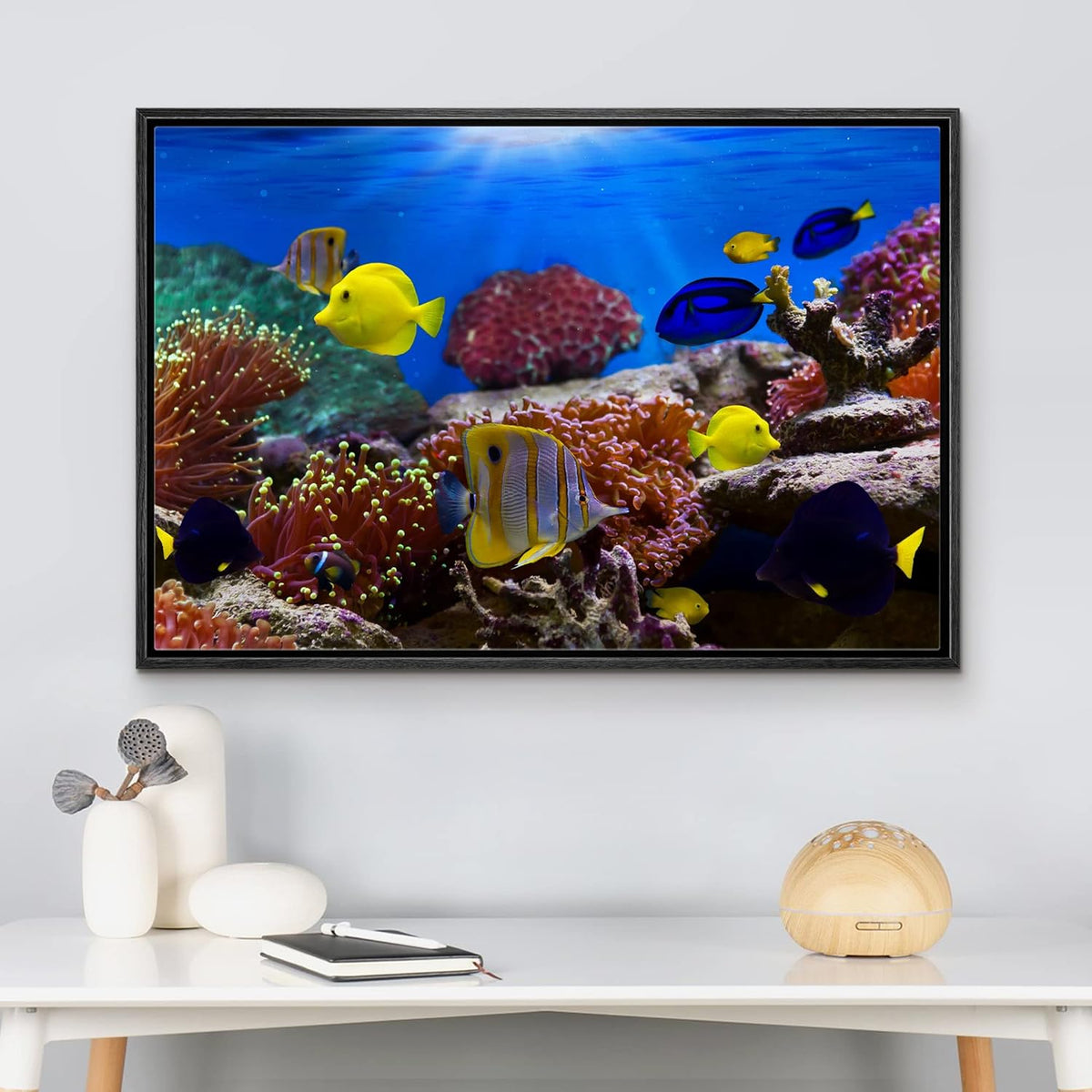 wall26 Framed Canvas Wall Art - Coral Reef and Tropical Fish Under The Ocean | Modern Home Art
