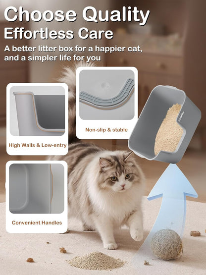Extra Large Cat Litter Box with High Sides - Splash-Proof Design for Big Cats & Multi-Cat Homes