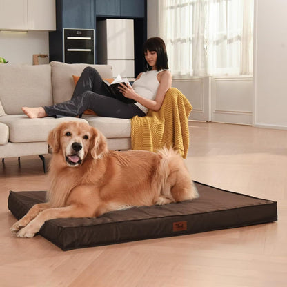 Outdoor Waterproof Dog Bed, Large Dog Bed for Large Size Dogs, Orthopedic Egg Foam Pet Bed with