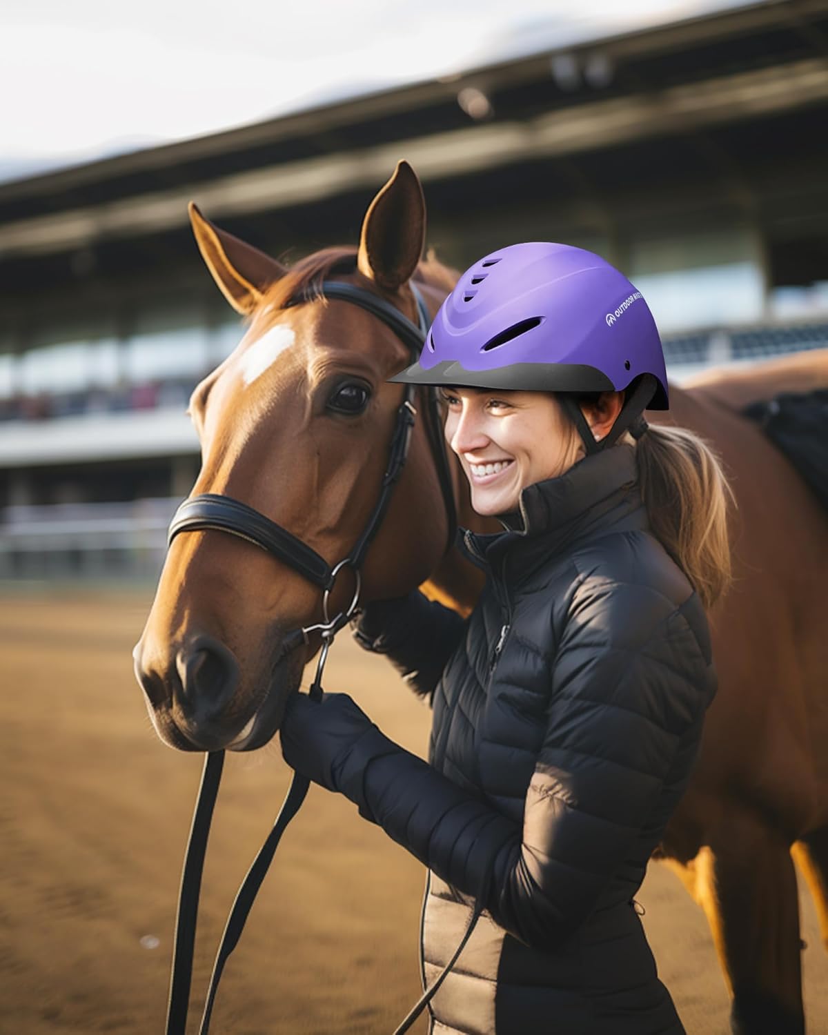 OutdoorMaster Equestrian Helmet, Horse Riding Helmet with Sun Visor and Excellent Ventilation