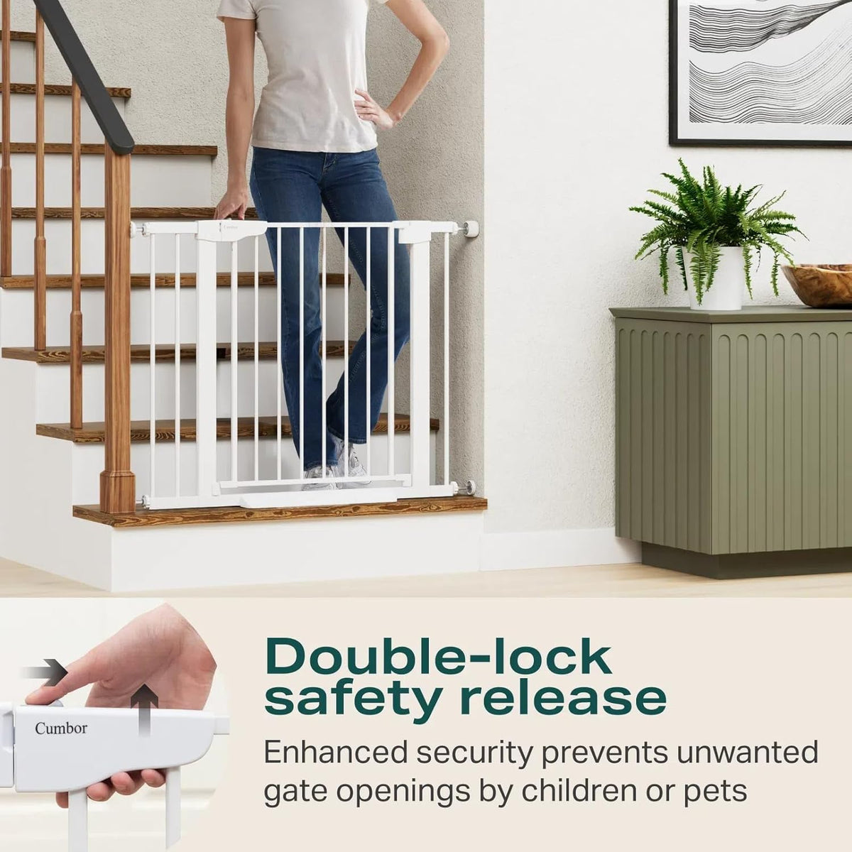 Cumbor 2 Pack 29.7-40.6" Baby Gate for Stairs, Mom's Choice Awards Winner-Dog Gate for Doorways