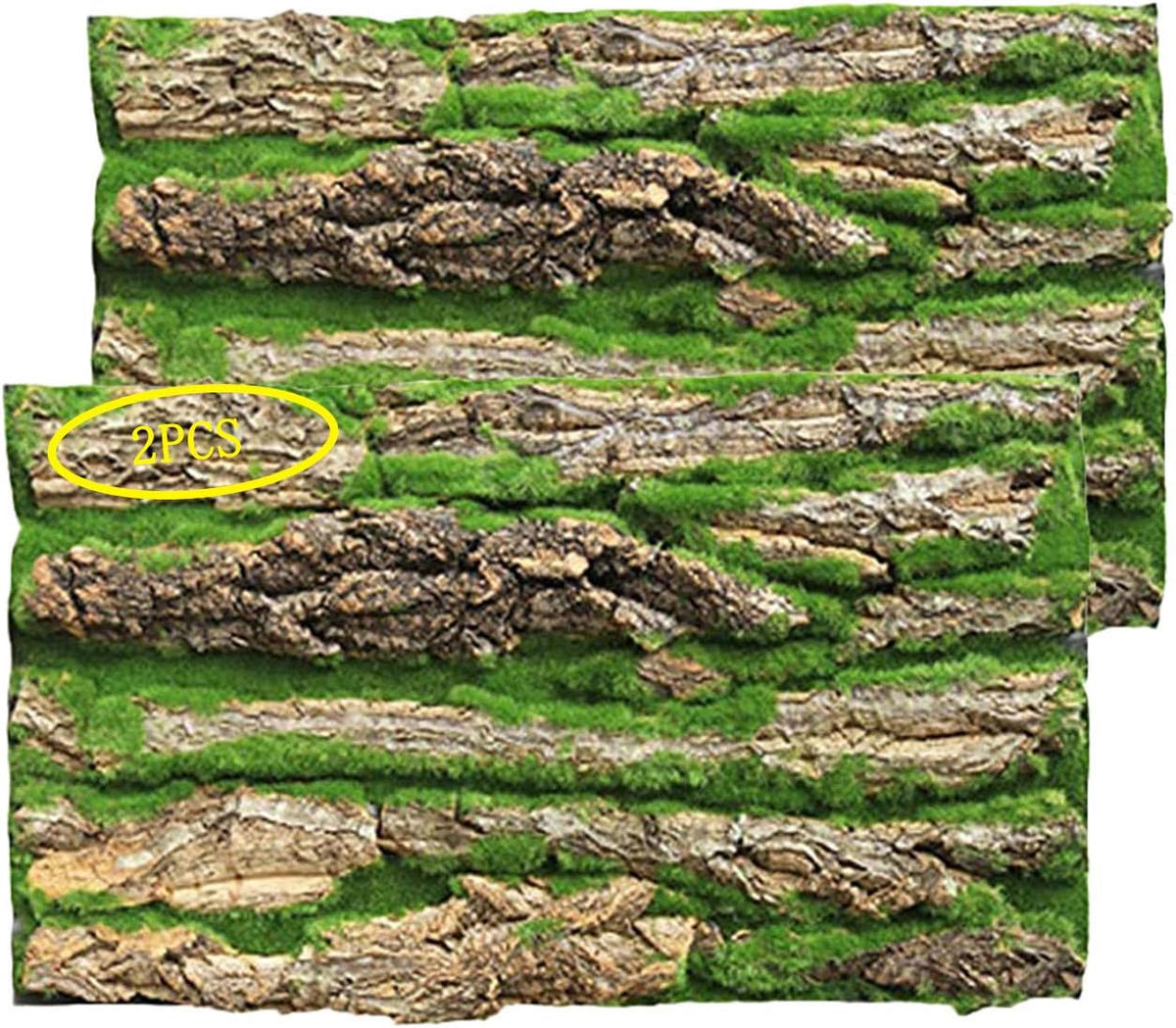 PINVNBY Cork Terrarium Background,Reptile Bark Backdrop Wall Decor and Artificial Moss for