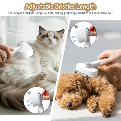 Self Cleaning Slicker Brush, 2-in-1 Cat Brush for Shedding, Skin Friendly Grooming Tool for Long &