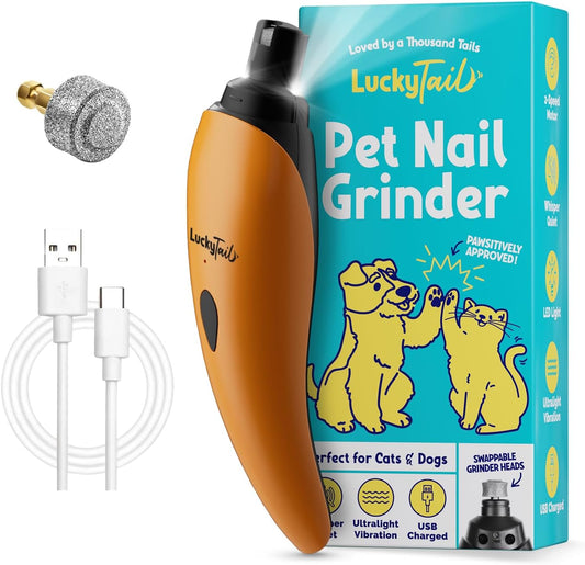 LuckyTail Pet Nail Grinder for Dogs and Cats - Super Quiet and Low Vibration Electric Dog Nail