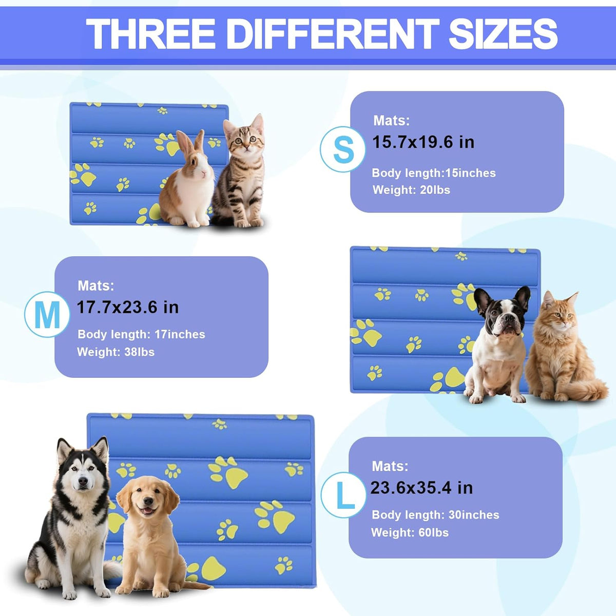 Dog Cooling Mat, Cooling Mat for Dogs & Cat, Provides Instant Relief for Small, Medium, Large Dogs