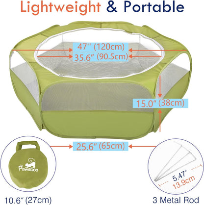 Pawaboo Small Animals Playpen, Waterproof Small Pet Cage Tent with Zippered Cover, Portable Outdoor
