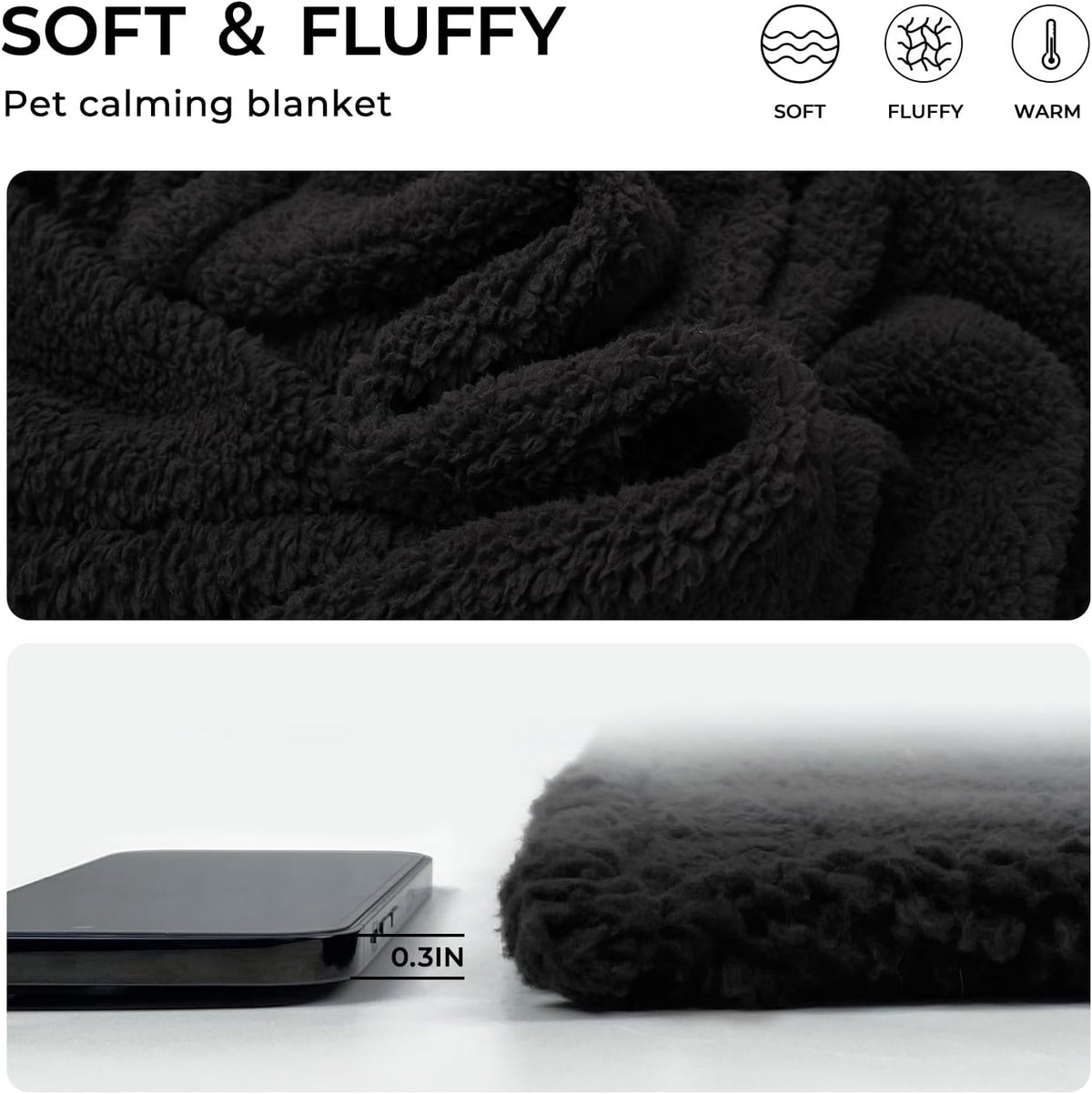 1 Pack 3 Calming Blankets Fluffy Premium Fleece Pet Blanket Soft Sherpa Throw for Dog Puppy Cat
