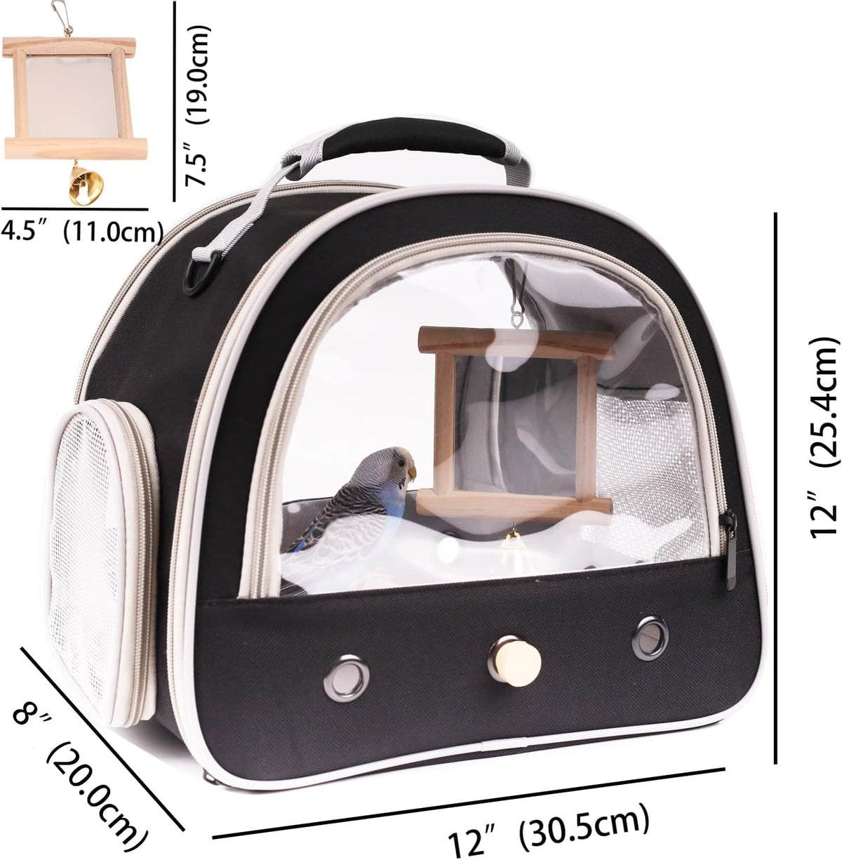 Portable Parrot Travel Cage Carrier with Small Swing Toy&Cage Colorful Toys Set Small Bird Parakeet
