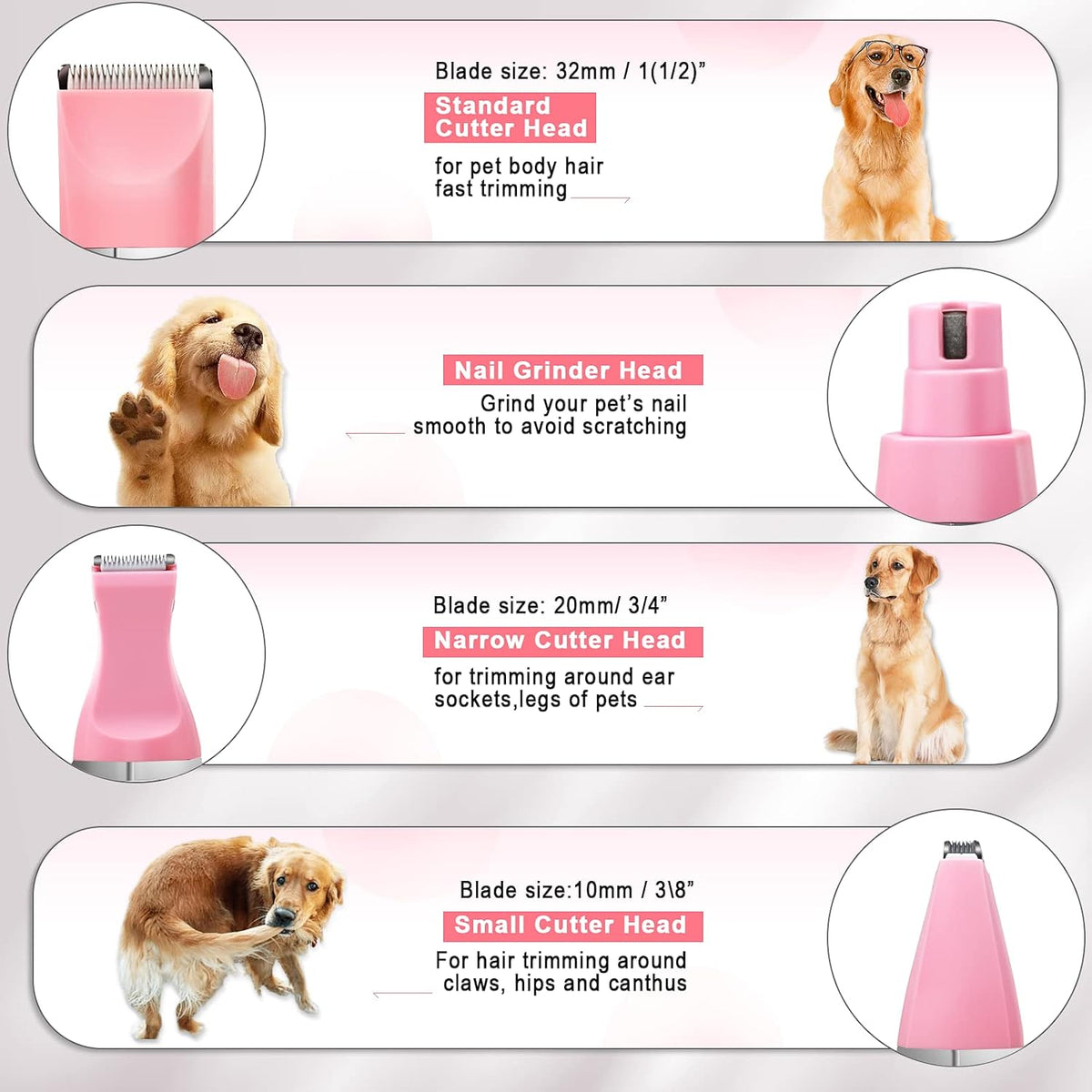 Dog Grooming Clippers Kit-Electric Rechargeable Cat Trimmer Tools-Cordless Quiet Pet Nail Paw