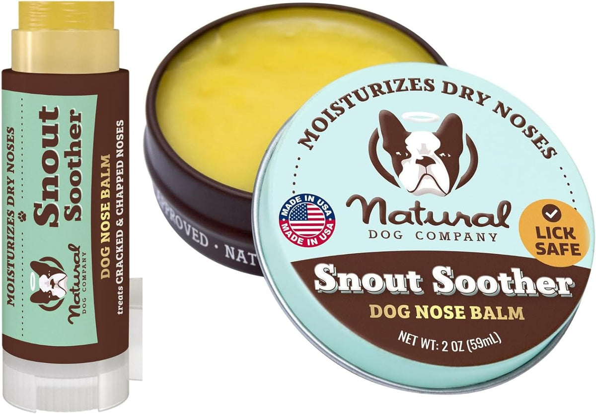 Natural Dog Company Snout Soother Bundle, Includes 2oz Tin + 0.15oz Stick, Dog Nose Balm for