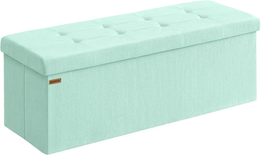 SONGMICS MAZIE Collection - Storage Ottoman Bench, Foldable Foot Rest, 15 x 43 x 15 Inches, End of