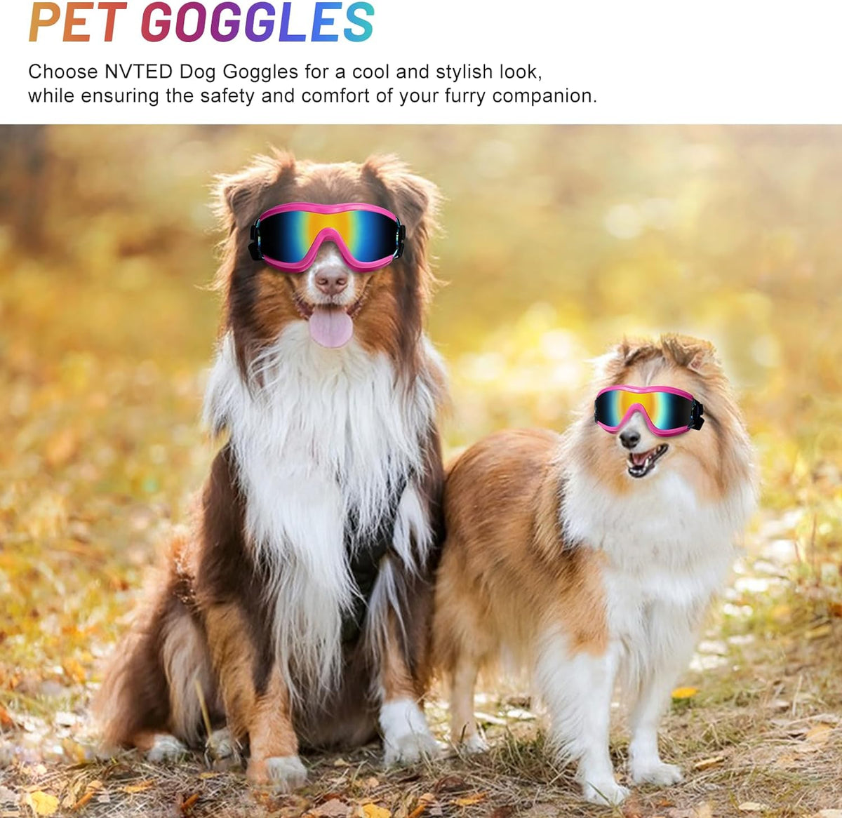 NVTED Dog Sunglasses Goggles, UV Wind Dust Fog Protection Pet Glasses Eye Wear Protection with