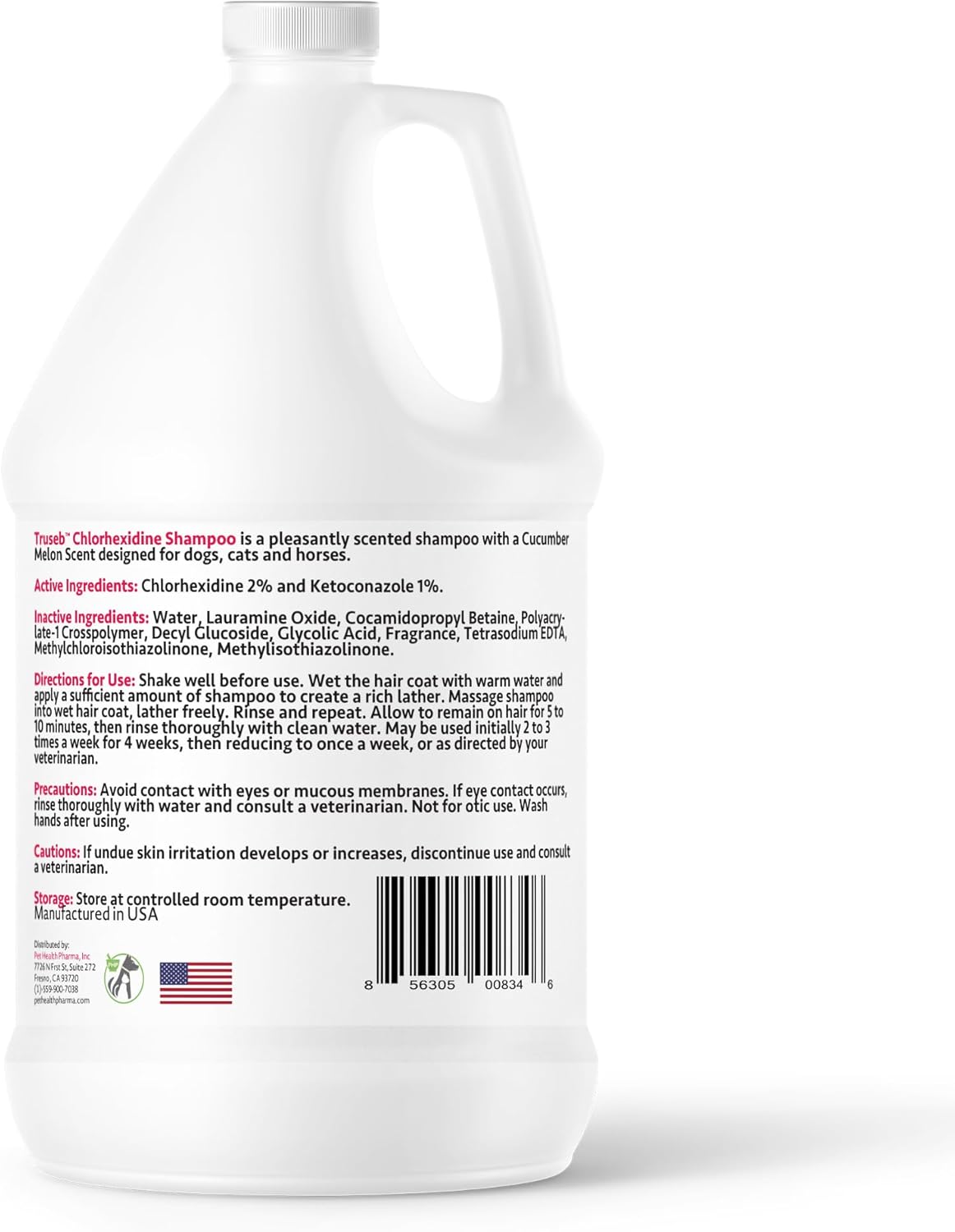 Truseb All Natural Topical Ketoconazole and Chlorhexidine Shampoo for Dogs, Cats & Horses with Aloe