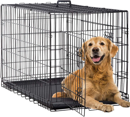 BestPet | Dog Crate | 42" | Black | Foldable Metal Kennel with Double Doors, Secure Slide-Bolt