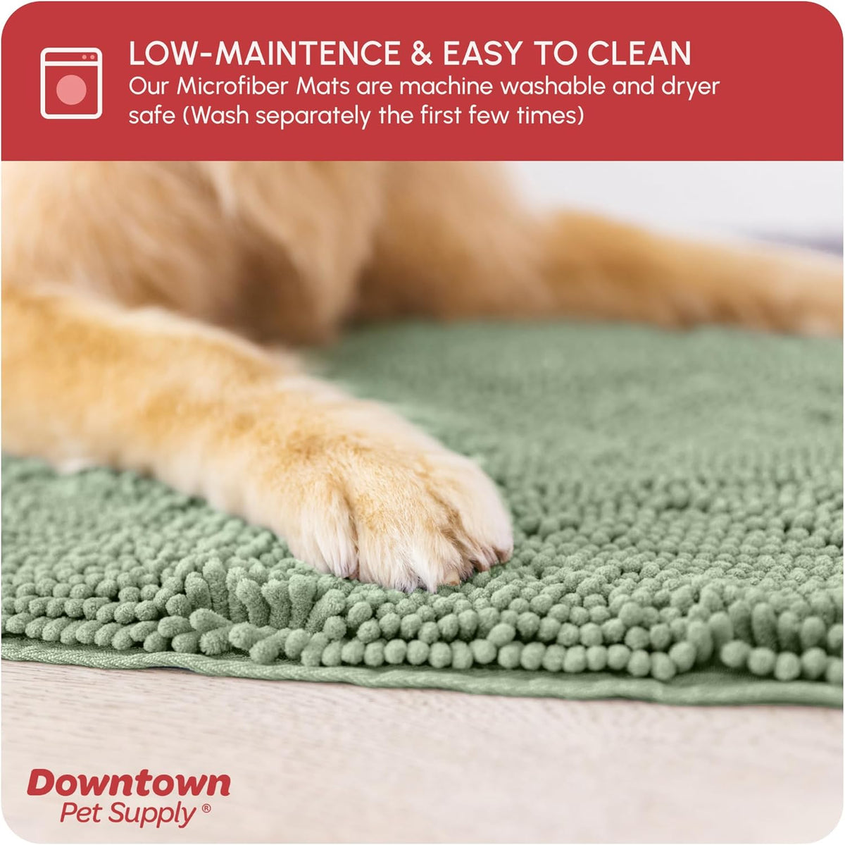 My Doggy Place Microfiber Dog Mat for Muddy Paws, 36" x 26" Sage - Absorbent and Quick-Drying Dog