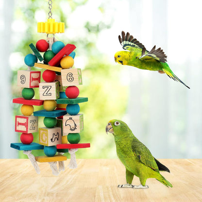 Rypet Wood Bird Chewing Toy for Cage, Wooden Birds Cage Toys for Helping Trim Beak, Parrot Toys for
