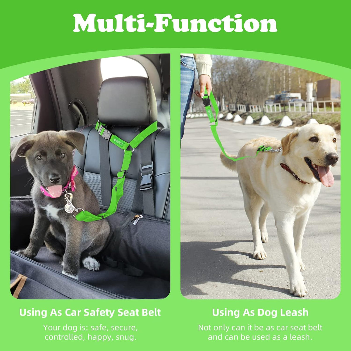 BWOGUE Pet Dog Cat Seat Belts, Car Headrest Restraint Adjustable Safety Leads Vehicle Seatbelt
