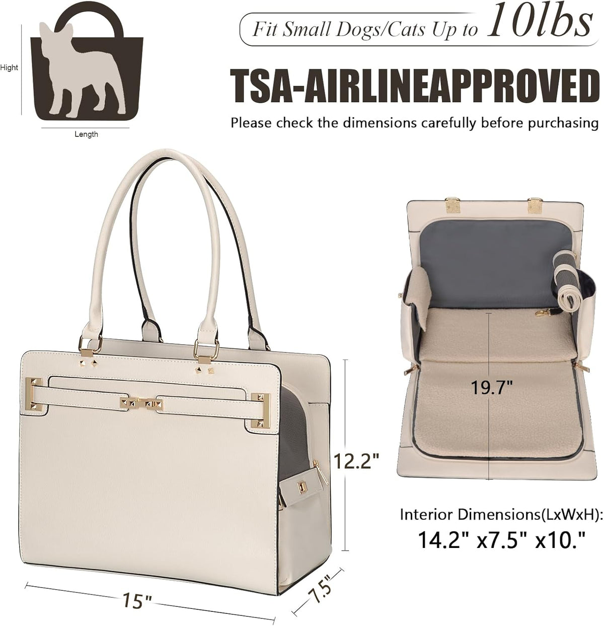 2-in-1 Stylish Dog Purse Carrier Soft-Sided Carriers Travel Tote Bag for Small Dogs Cats, Fashion