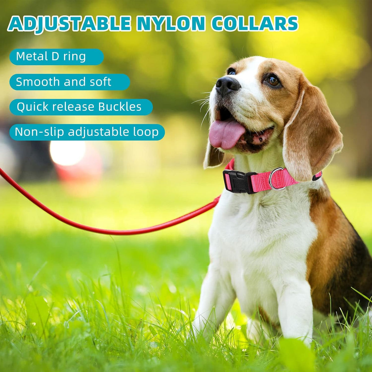 9 Pieces Adjustable Dog Collar for Animal, Soft Nylon Pets Puppy Collar with Quick Release Buckle