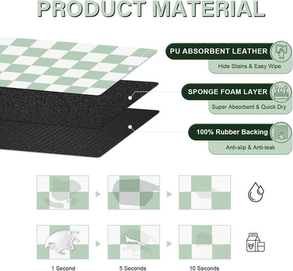 Pet Feeding Mat, 16"x 24" Absorbent Dog Food Mat, Checkered Cat Bowl Mats, Easy to Clean Pet