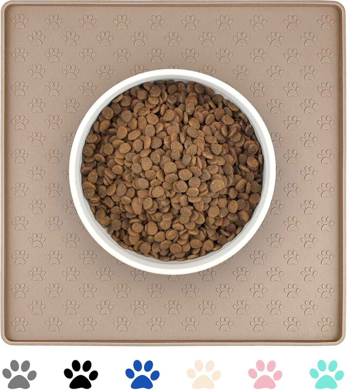 Ptlom Dog Food Mat Anti-Slip Bowl Mats for Food and Water, Waterproof Silicone Pet Placemat with