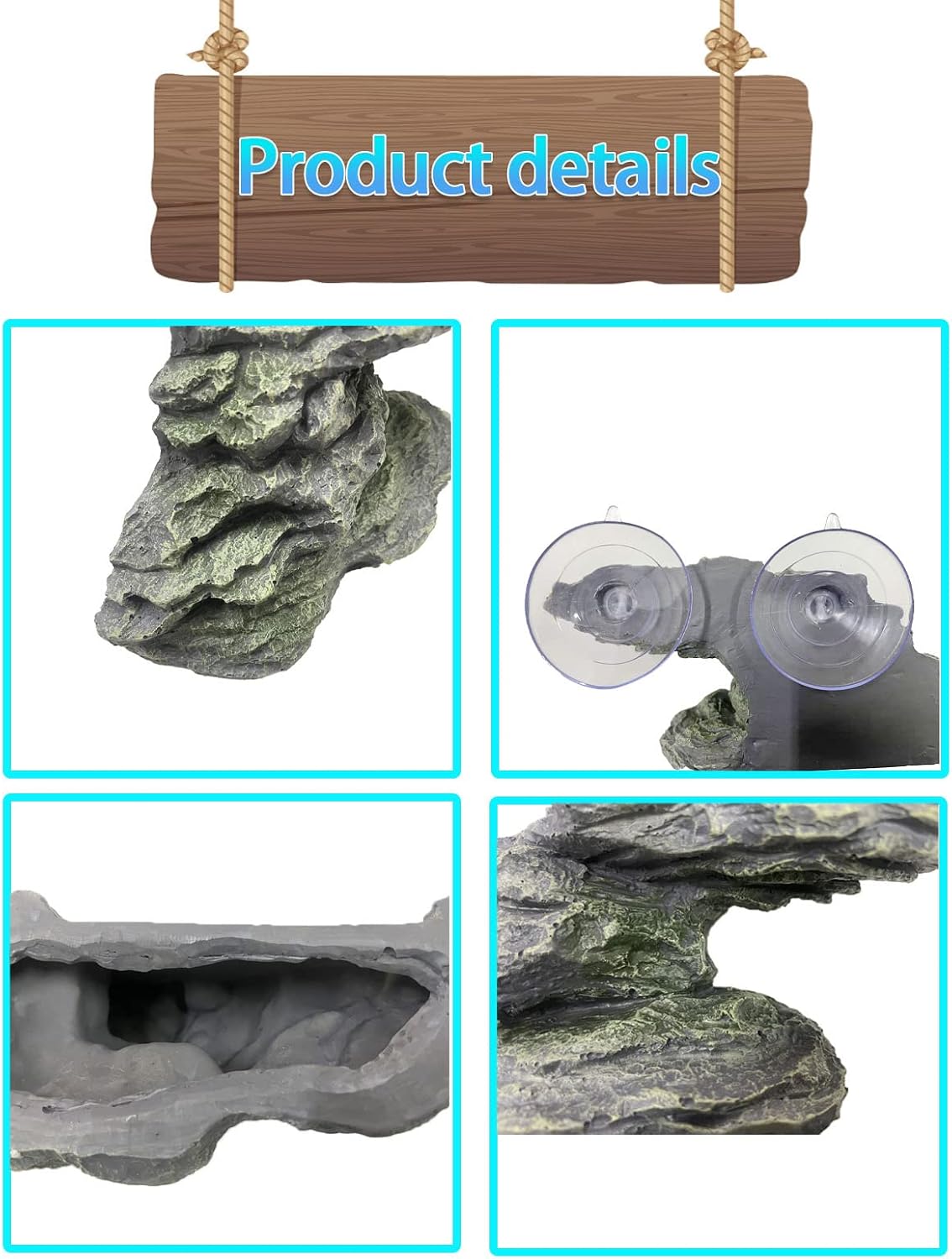 kathson Turtle Basking Platform with Suction Cup Tortoise Climbing Rest Terrace Resin Step