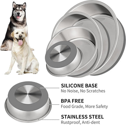 Taglory 11 Cup Stainless Steel Dog Bowls Set of 2 for Food and Water, Silicone Base Anti-Slip, Rust