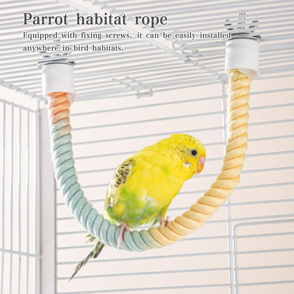 2pcs Gradient Colorful Bird Rope Perch Stand,Bird Cage Climbing Rope Toys Accessories,Bendable