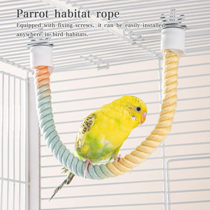 2pcs Gradient Colorful Bird Rope Perch Stand,Bird Cage Climbing Rope Toys Accessories,Bendable