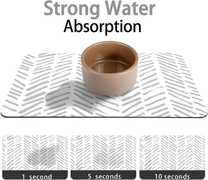 Dog Food Mats for Floors Absorbent, Pet Cat Food Mat - Quick Dry Dog Bowl Mats for Food and Water