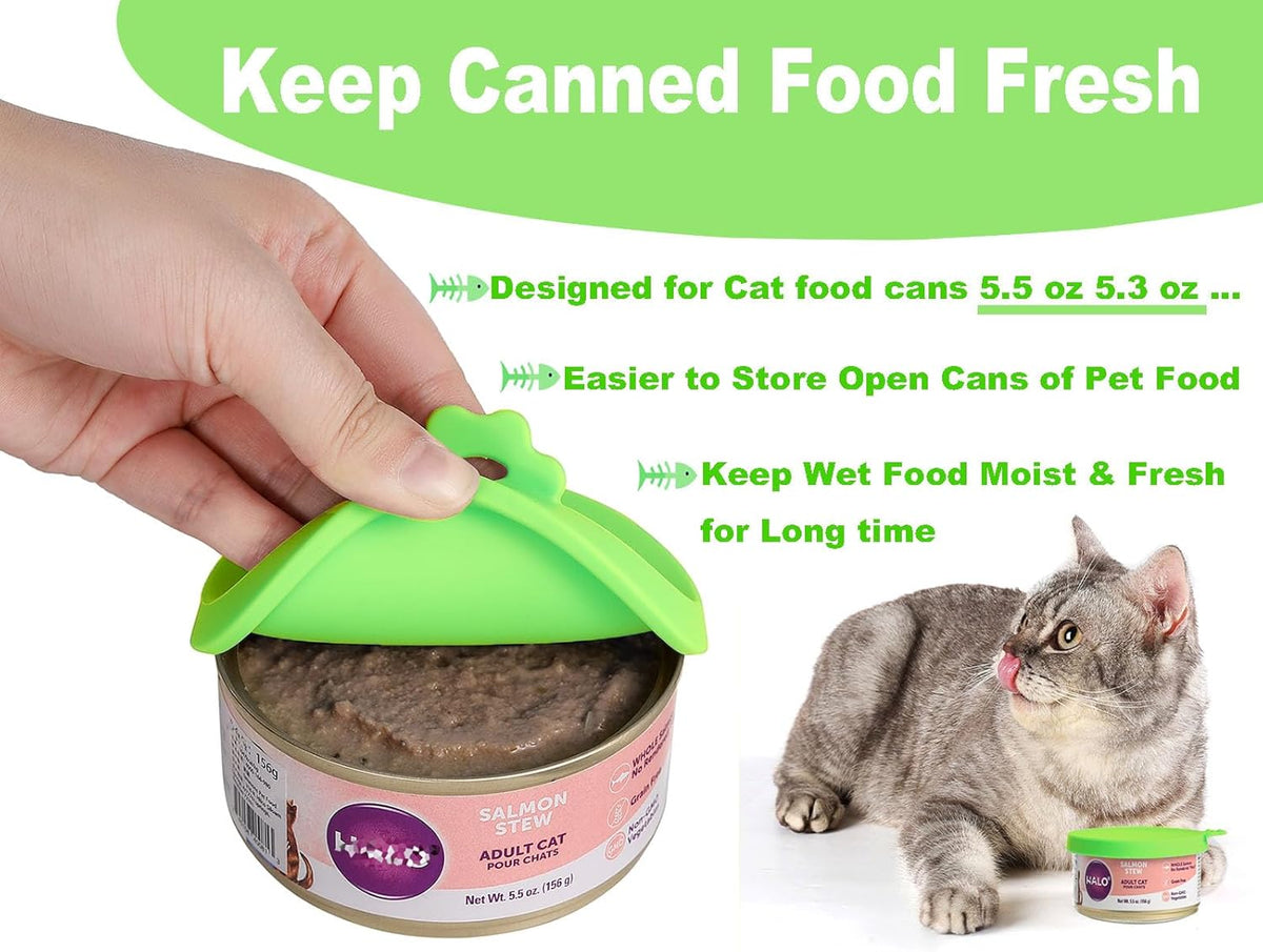 Comtim Cat Food Can Covers Lids for 5.5 oz Cans, 2 Pack Silicone Cat Food Can Lids for 5.5 oz 5.3