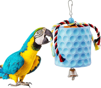 Extra Large Bird Chewing Toy, Parrot Beak Grinding Calcium Stone with Bells, Bird Cage Accessories
