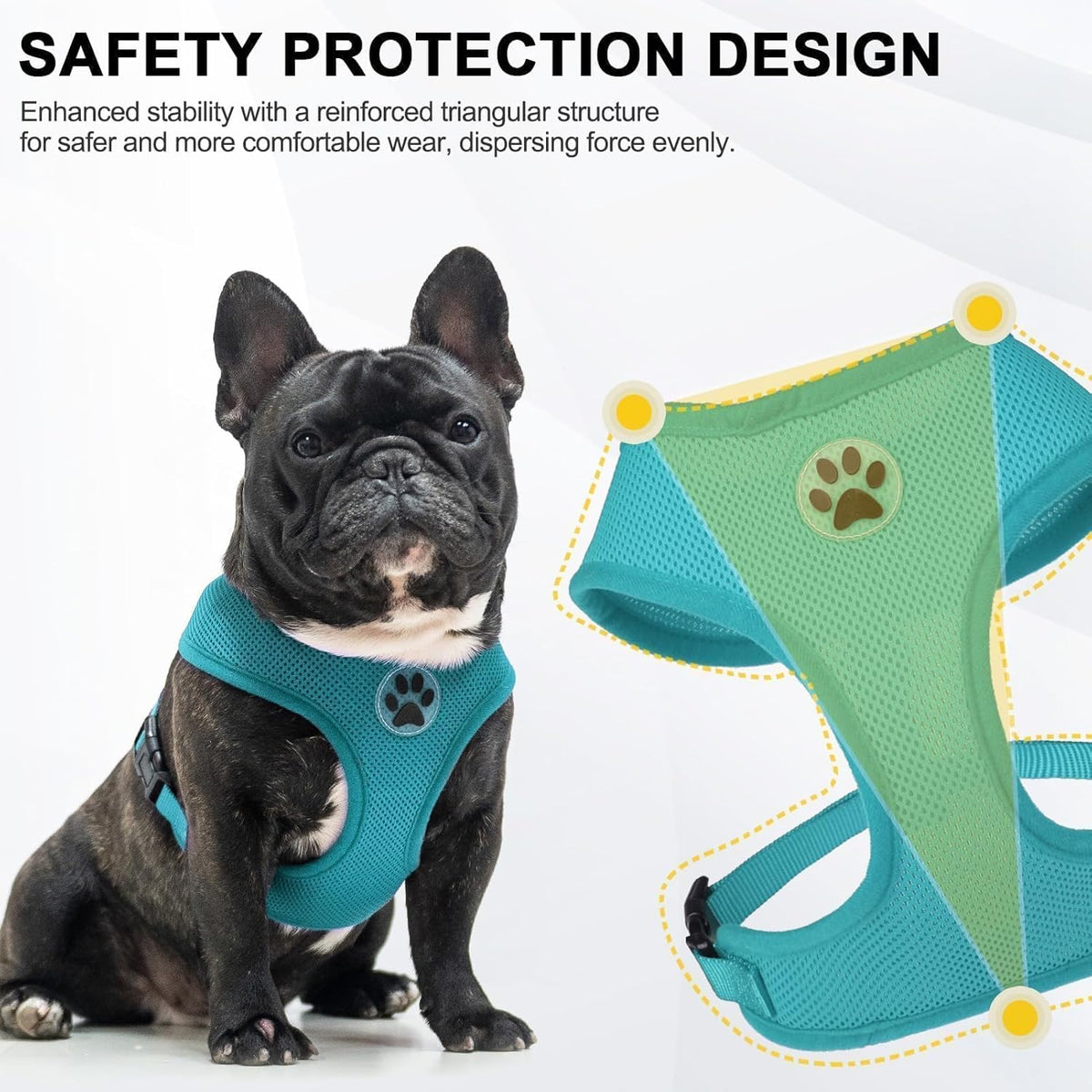BINGPET Small Dog Harness - Breathable Mesh Puppy Cat Harnesses - No Pull Adjustable Dog Harness