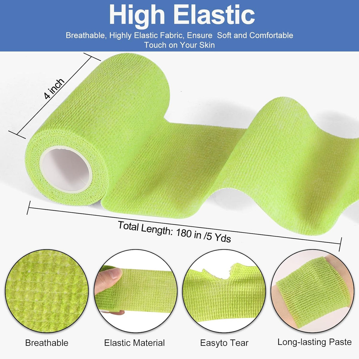 LDIWEE 24 Pack Self Adhesive Bandage Wrap 4 inch, Elastic Cohesive Bandage Wrap Vet Wrap for Dogs