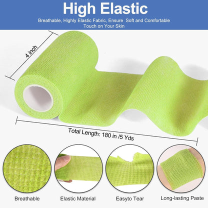 LDIWEE 24 Pack Self Adhesive Bandage Wrap 4 inch, Elastic Cohesive Bandage Wrap Vet Wrap for Dogs