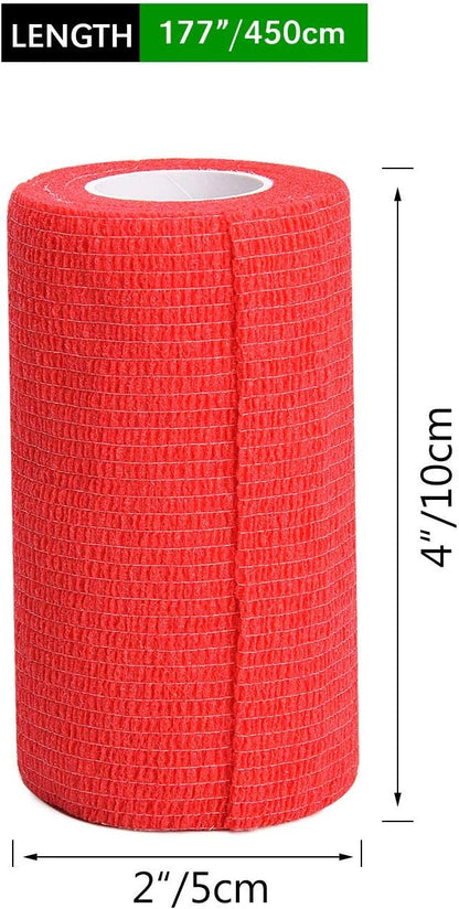TOBWOLF 12PCS Self Adhesive Bandage, 4" x5yd / 10cmx4.5m Elastic Cohesive Bandage Wrap, Breathable