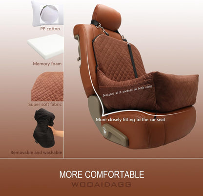 Dog Car Seat for Small Dogs,Covered Soft Fabric and Fill in Memory Foam,Easy to Assemble and Fully