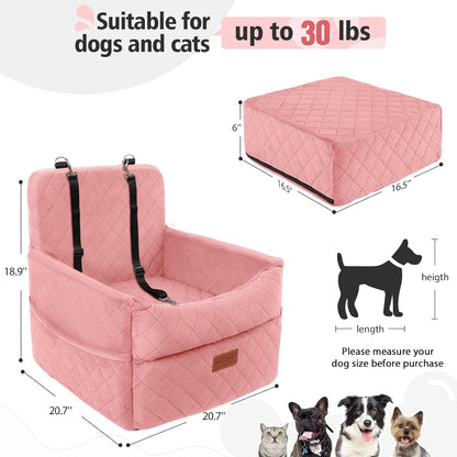 Dog Car Seat for Small Medium Dogs, Memory Foam Puppy Dog Booster Seat with Thick Cushion for Dogs