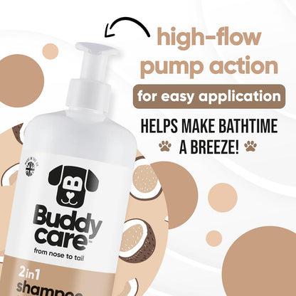 2in1 Dog Shampoo & Conditioner by Buddycare | Coconut Scented | with Aloe Vera and Pro Vitamin B5