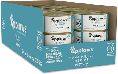 Applaws Natural Wet Cat Food in Gravy, Limited Ingredient Canned Wet Cat Food, No Additives, Made