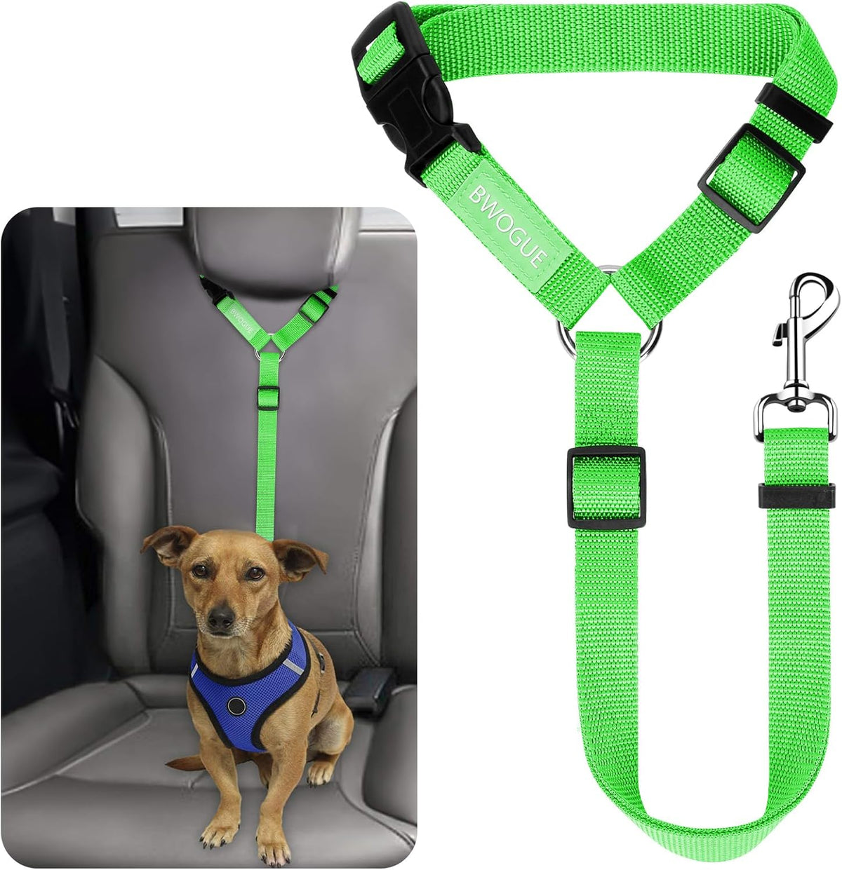 BWOGUE Pet Dog Cat Seat Belts, Car Headrest Restraint Adjustable Safety Leads Vehicle Seatbelt