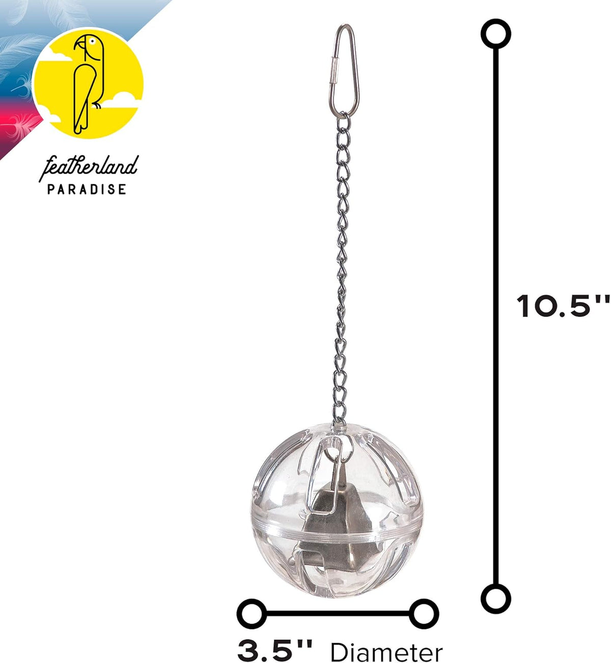 Featherland Paradise - Foraging Ball with Bell Interactive Bird Toy and Treat Dispenser - Creative