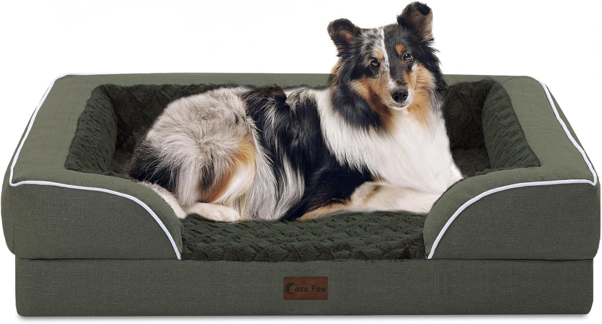 Orthopedic Dog Beds for Large Dogs, Waterproof Memory Foam Dogs Bed with Sides, Non-Slip Bottom and