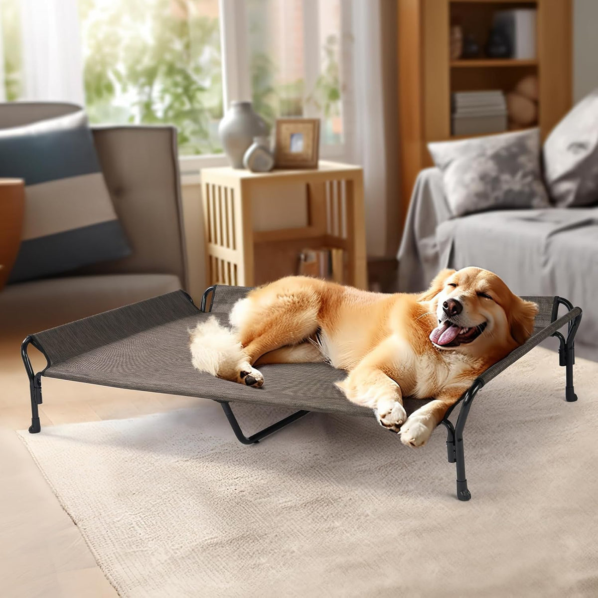 Veehoo Cooling Elevated Dog Bed, Guardrail Raised Pet Cot, Indoor & Outdoor XXL Pet Bed with