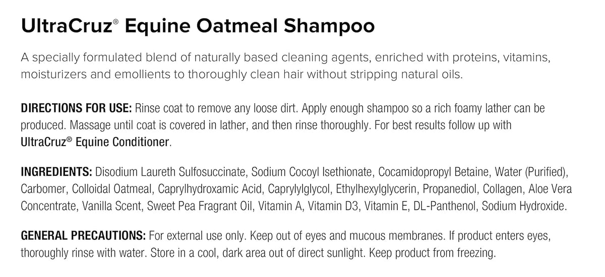 UltraCruz Equine Oatmeal Horse Shampoo and Conditioner Bundle, 32 oz Each