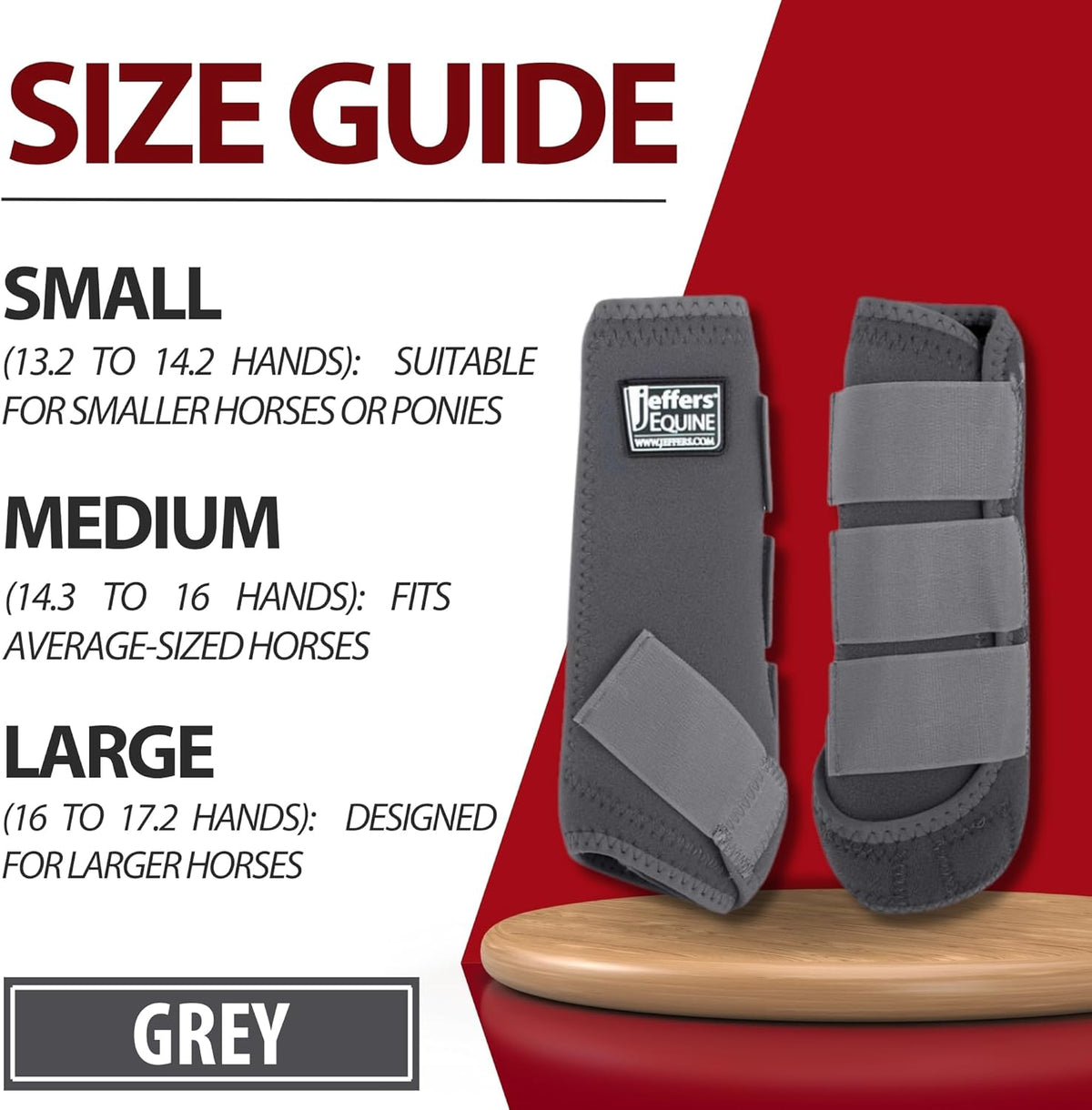 Jeffers Equine Protective Horse Boots 1 Pair Grey - Safe Neoprene Leg Guards & Comfortable Fit