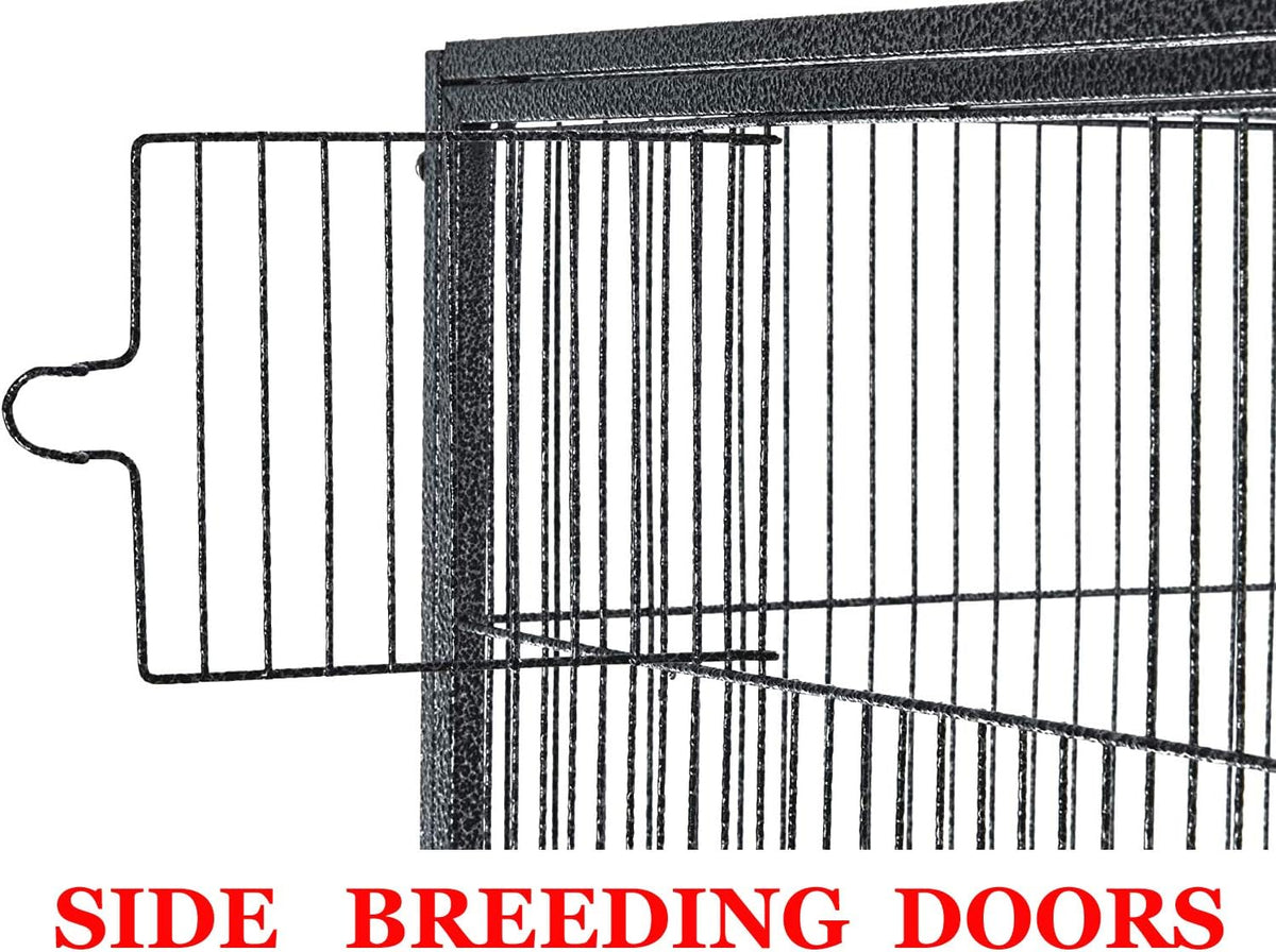 Large Double Birdhouse Treehouse Bird Flight Center Divider Cage with Side Breeding Nest Doors